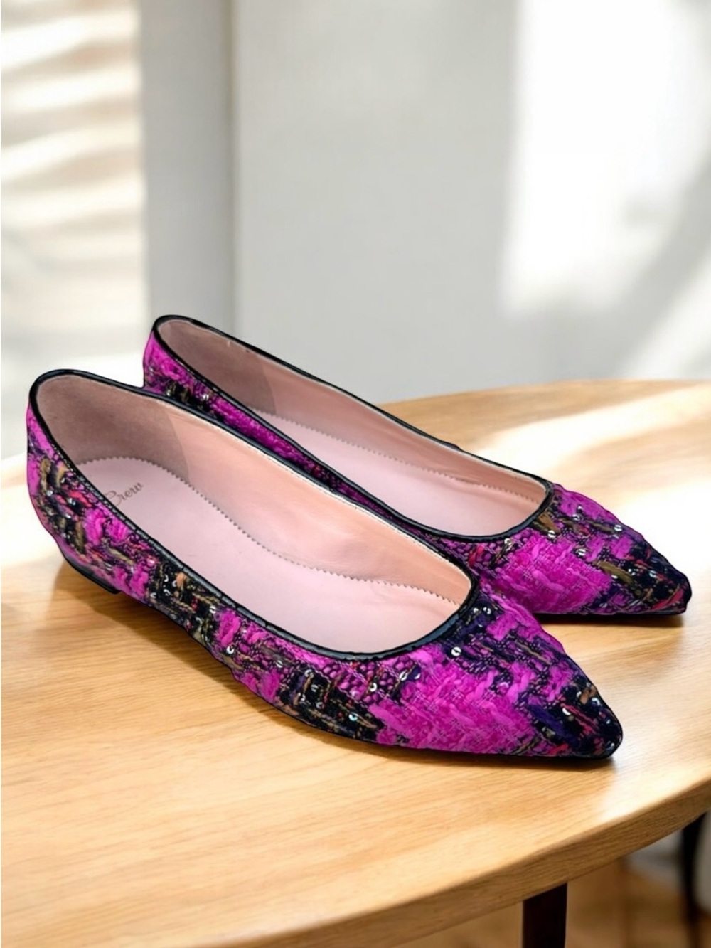 🆕 J.Crew Tweed Ballet Flats Sequins Fuchsia
